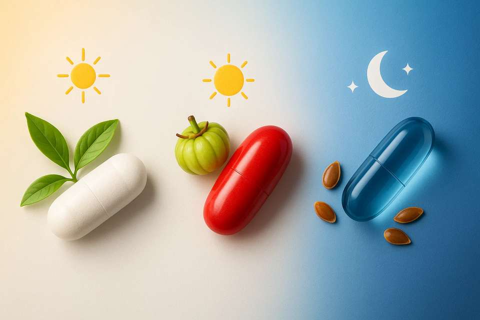 Nano Slim τριφασικό σύστημα αδυνατίσματος με λευκή κόκκινη και μπλε κάψουλα για πρωί μεσημέρι και βράδυ